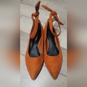 C- Charles & Keith textured ballerina flats in cognac color